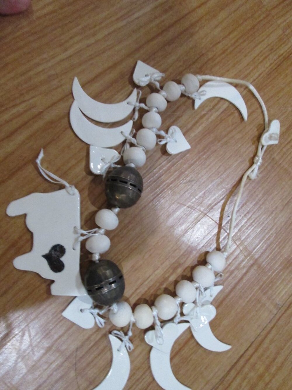 Cow with moons wearable art necklace fun,whimsical, cute!